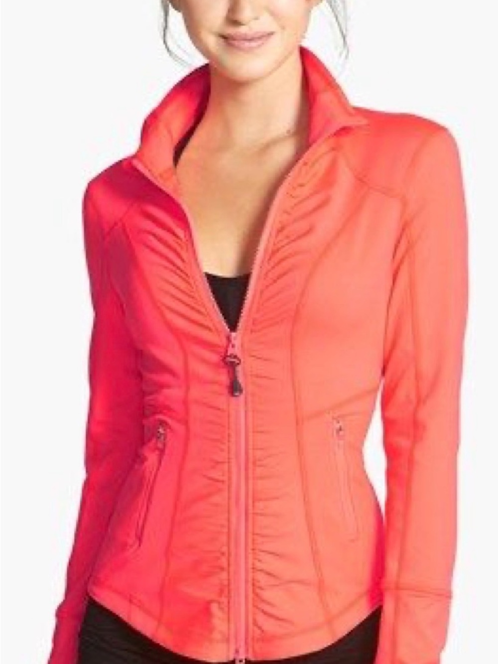 Zella Coral Ruched Zip-Up Athleisure Sporty Active Wear Long Sleeve Jacket